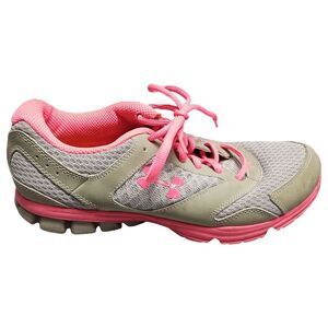 Under‎ Armour Athletic Sneakers Women Sz 8.5 Pink Gray Synthetic Low Top Lace-up